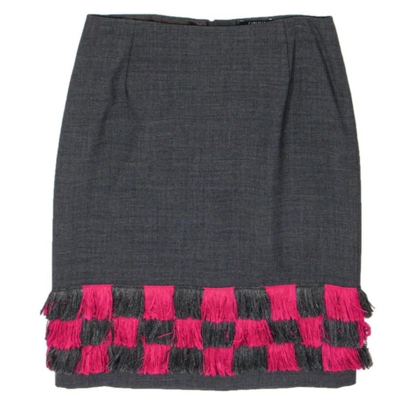Carlisle Dresses & Skirts - Carlisle Grey Wool Pencil Skirt w/ Fringe Sz 2